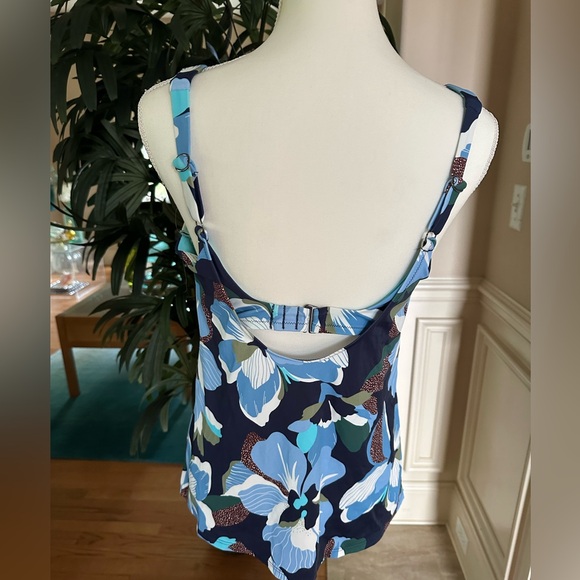 💙💙Athleta Bondi Bra Cup Hero Bloom Blue Square Neck Tankini Top Size 40 D/DD💙 - Picture 8 of 13